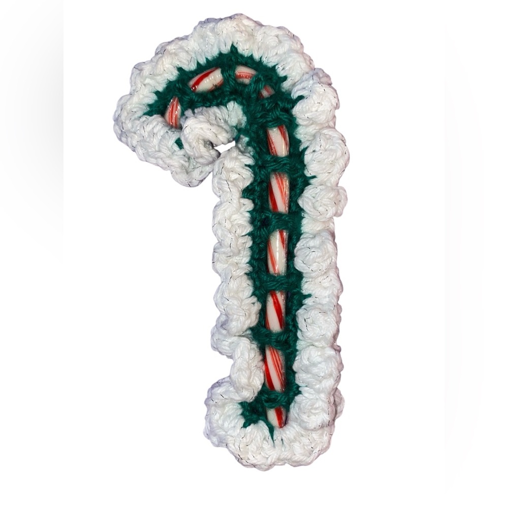 ⭐️5/$10⭐️ Vintage Inspired Crocheted Candy Cane Christmas Tree Ornament